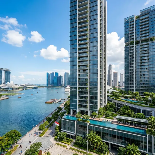 Singapore skyline across Marina Bay